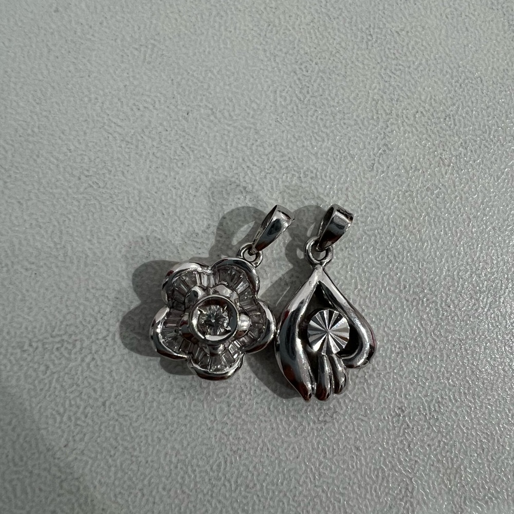 Elegant Silver Flower and Teardrop pendants